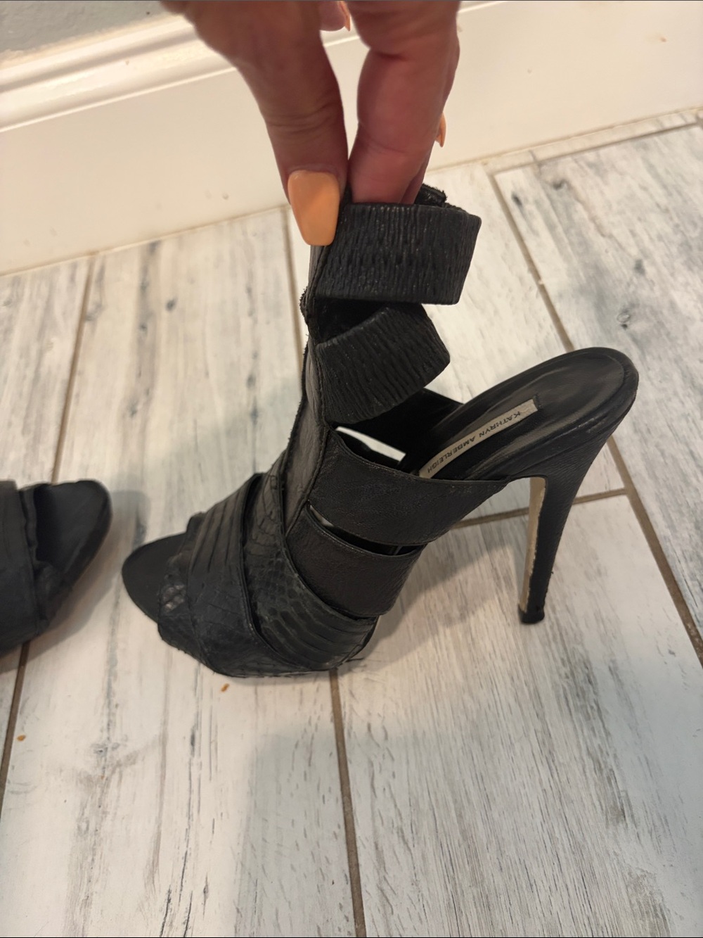 Black Strappy Peep-Toe Heels